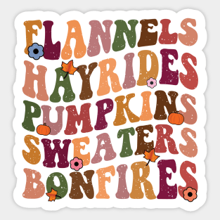 Flannels Hayrides Pumpkins Vintage Sweaters Bonfires Sticker